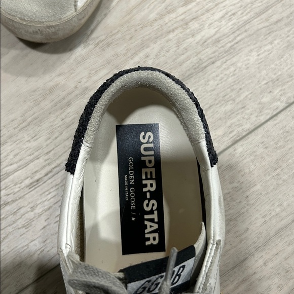 Golden Goose White Sneakers with Gold Star and Black Glitter Heel Tab Size 39 - Picture 2 of 14